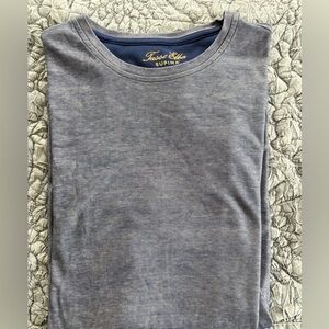 Tasso Elba Heathered Blue Crewneck Supima Short Sleeve Tee